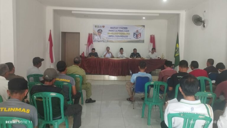 Rapat teknis Panitia Pemilihan Ketua RT RW Periode 2026-2031 Desa Padurenan, Sabtu(28/3/2026)