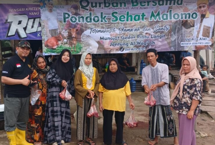 Pondok Sehat Malomo kembali menunjukkan kepeduliannya kepada masyarakat melalui penyembelihan hewan kurban pada Hari Raya Iduladha 1447 Hijriah.( Foto: Ist)