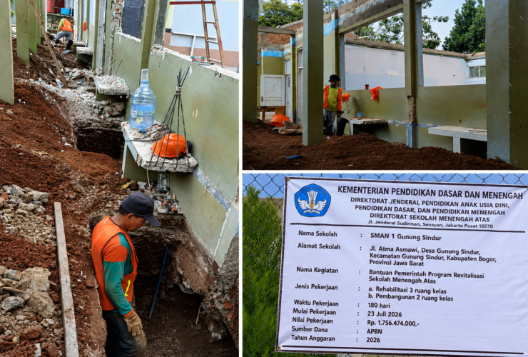 Revitalisasi ruang kelas SMAN Gunung Sindur senilai Rp.1,756 Miliar dari APBN 2026. (Foto: Dok. MonitorUpdate.com)